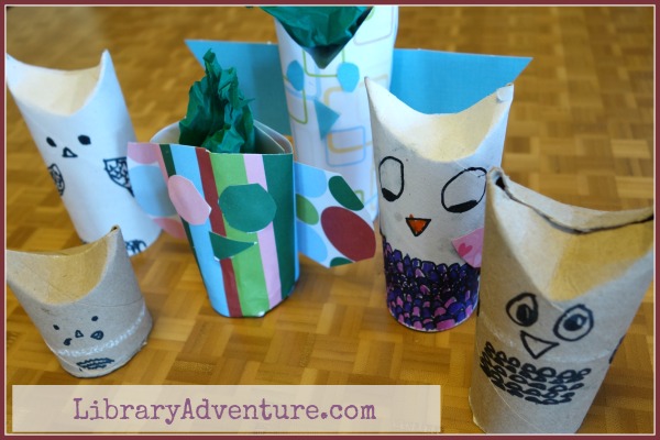 Create your own owl family with simple instructions from LibraryAdventure.com (plus a book to go with it!)